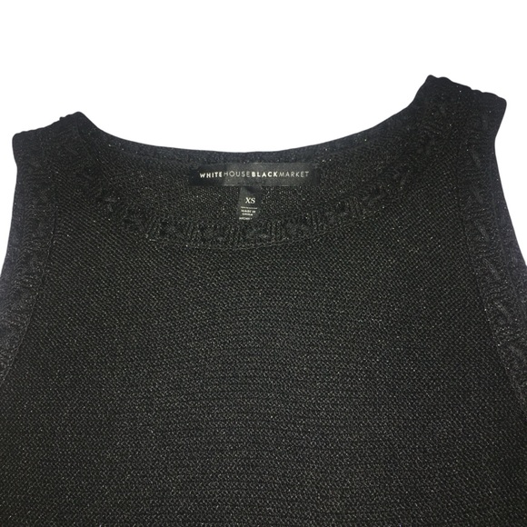 White House Black Market Sparkle Black Sleeveless Knit Tank Top Women’s XS WHBM - Picture 9 of 12